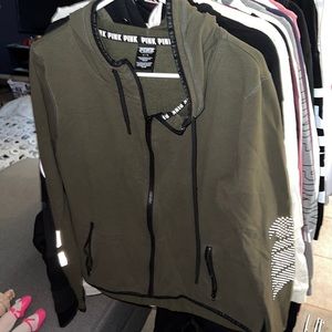 Green zip up PINK hoodie